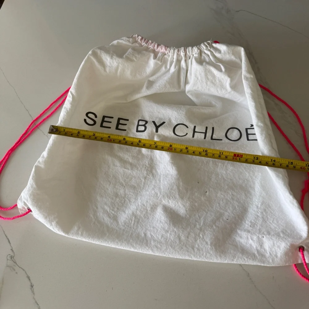 See by Chloé White Drawstring Bag with Pink Cords - Picture 8 of 8